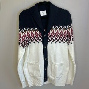 Old Navy Fair Isle Button Up Knit Long Sleeve Sweater Cardigan Mens Size M Tall